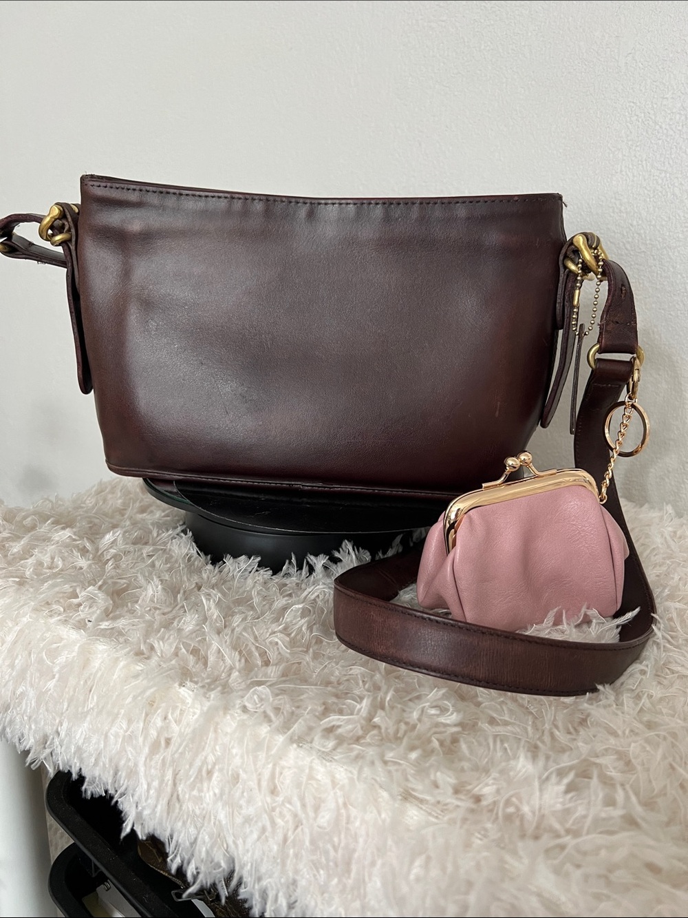 Coach Vintage  Mahogany Equestrian Leather Crossbody Bag